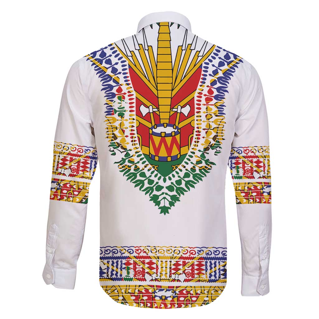 Haiti Flag Traditional Dashiki Family Matching Off Shoulder Maxi Dress and Hawaiian Shirt White Color - Polynesian Pride
