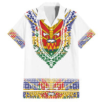 Haiti Flag Traditional Dashiki Family Matching Off Shoulder Short Dress and Hawaiian Shirt White Color - Polynesian Pride