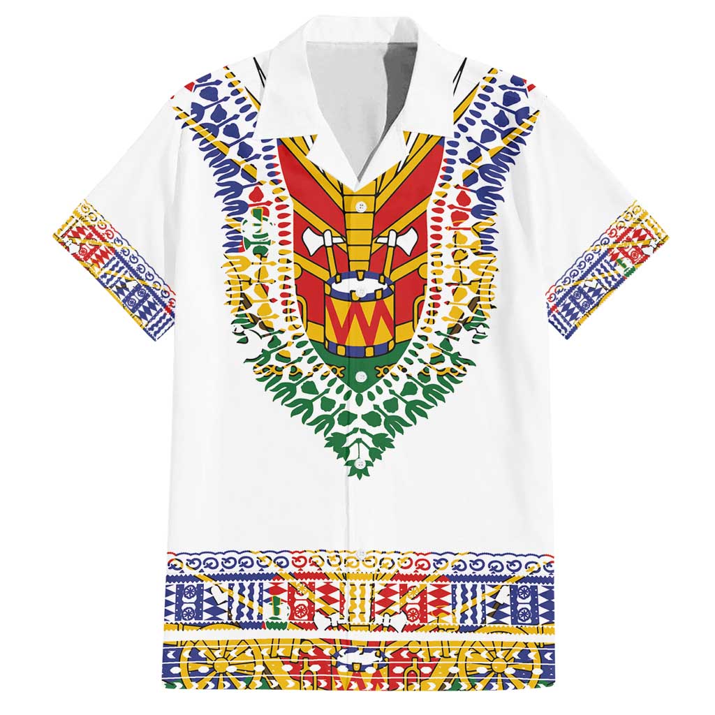 Haiti Flag Traditional Dashiki Family Matching Puletasi and Hawaiian Shirt White Color LT03 Dad's Shirt - Short Sleeve White - Polynesian Pride