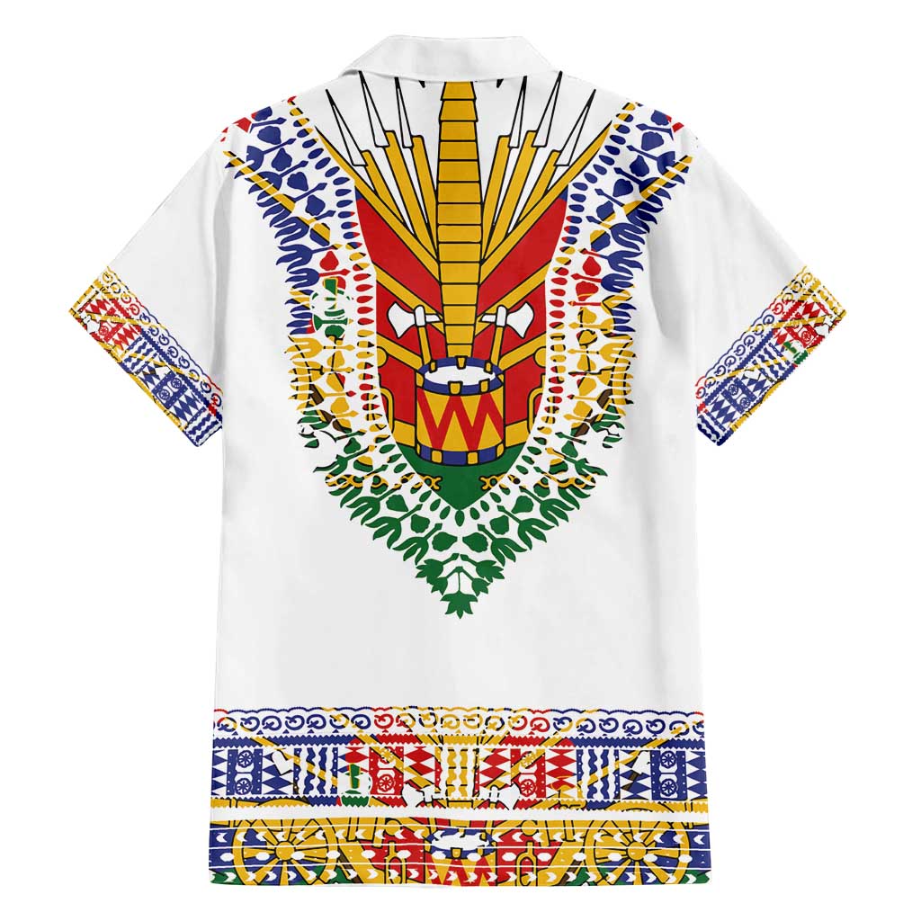 Haiti Flag Traditional Dashiki Family Matching Puletasi and Hawaiian Shirt White Color LT03 - Polynesian Pride