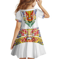 Haiti Flag Traditional Dashiki Family Matching Short Sleeve Bodycon Dress and Hawaiian Shirt White Color - Polynesian Pride