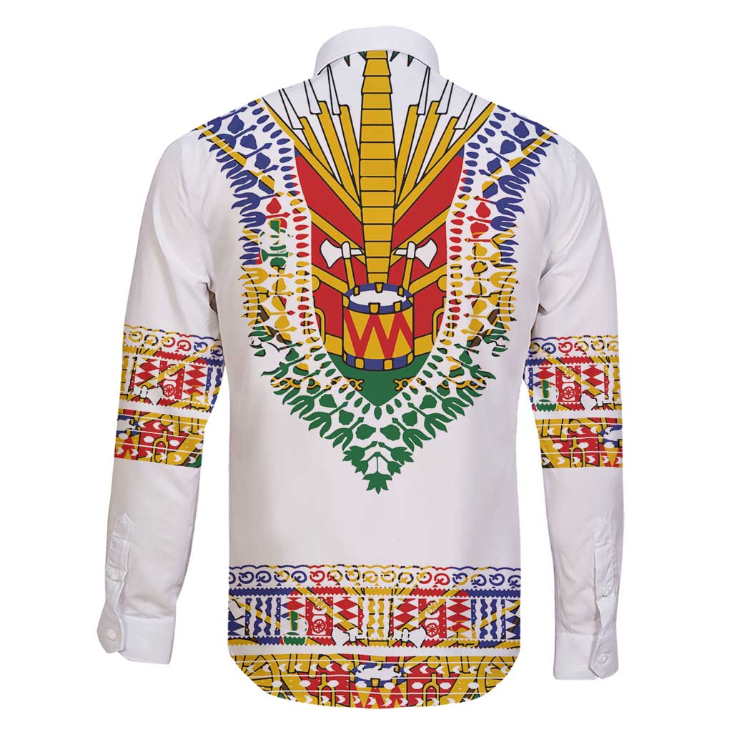 Haiti Flag Traditional Dashiki Family Matching Short Sleeve Bodycon Dress and Hawaiian Shirt White Color - Polynesian Pride