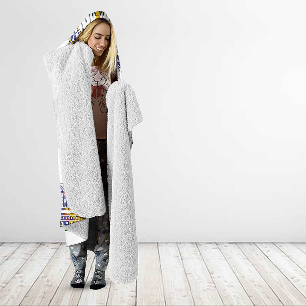 Haiti Flag Traditional Dashiki Hooded Blanket White Color LT03 - Polynesian Pride