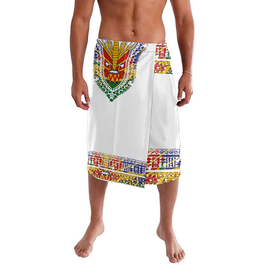 Haiti Flag Traditional Dashiki Lavalava White Color - Polynesian Pride