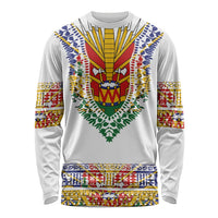 Haiti Flag Traditional Dashiki Long Sleeve Shirt White Color - Polynesian Pride