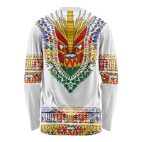 Haiti Flag Traditional Dashiki Long Sleeve Shirt White Color - Polynesian Pride