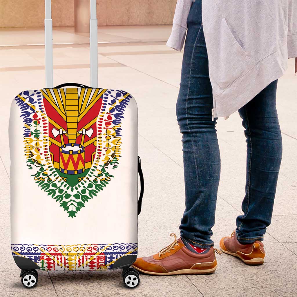 Haiti Flag Traditional Dashiki Luggage Cover White Color - Polynesian Pride