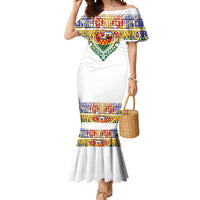 Haiti Flag Traditional Dashiki Mermaid Dress White Color - Polynesian Pride
