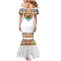 Haiti Flag Traditional Dashiki Mermaid Dress White Color - Polynesian Pride