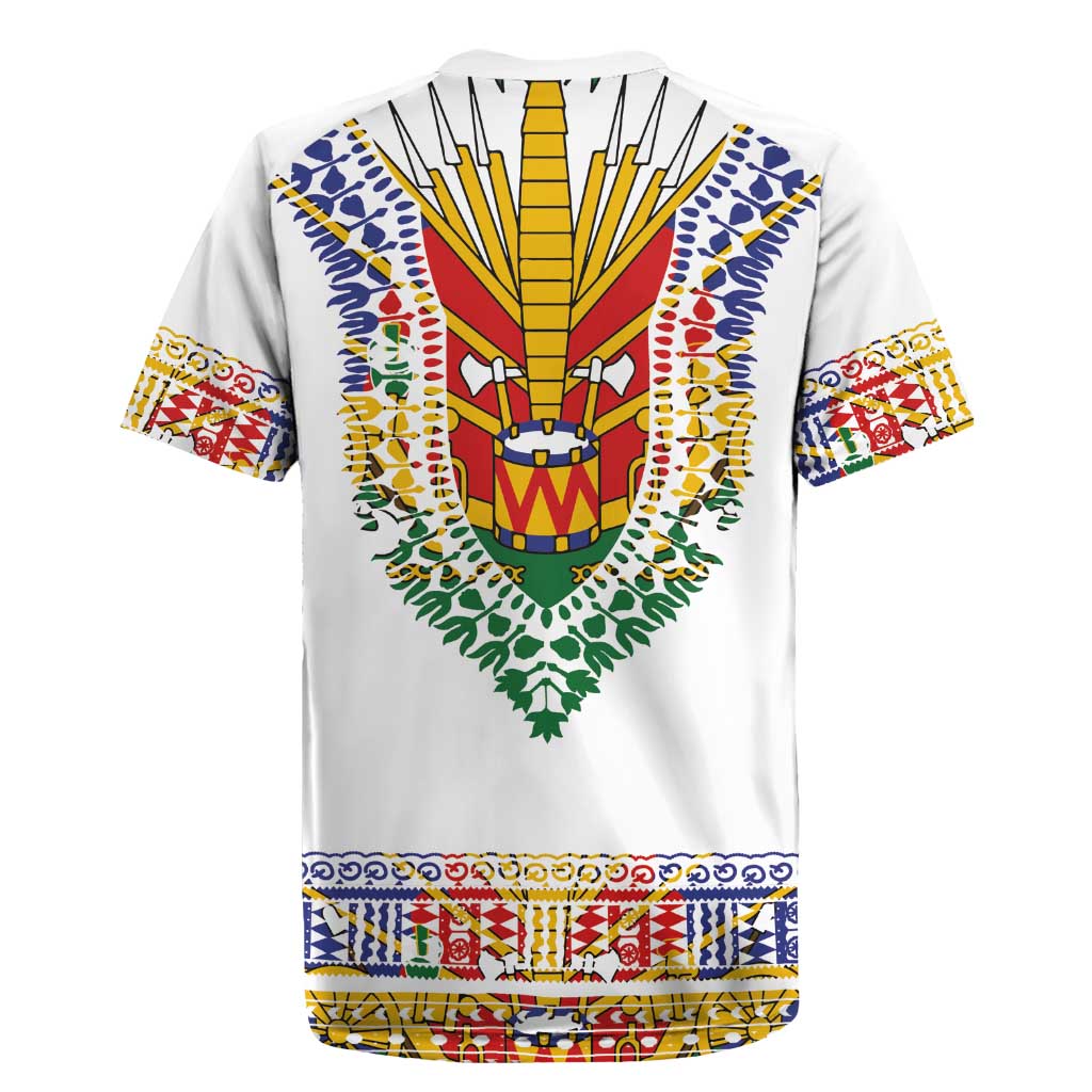 Haiti Flag Traditional Dashiki Rugby Jersey White Color LT03 - Polynesian Pride
