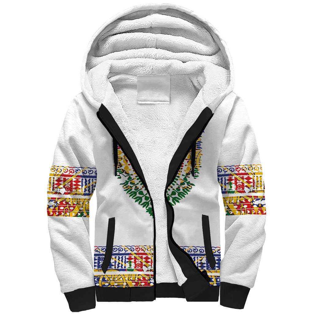 Haiti Flag Traditional Dashiki Sherpa Hoodie White Color LT03 Unisex White - Polynesian Pride