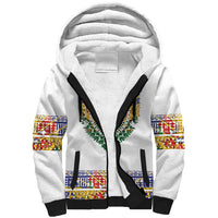 Haiti Flag Traditional Dashiki Sherpa Hoodie White Color LT03 Unisex White - Polynesian Pride