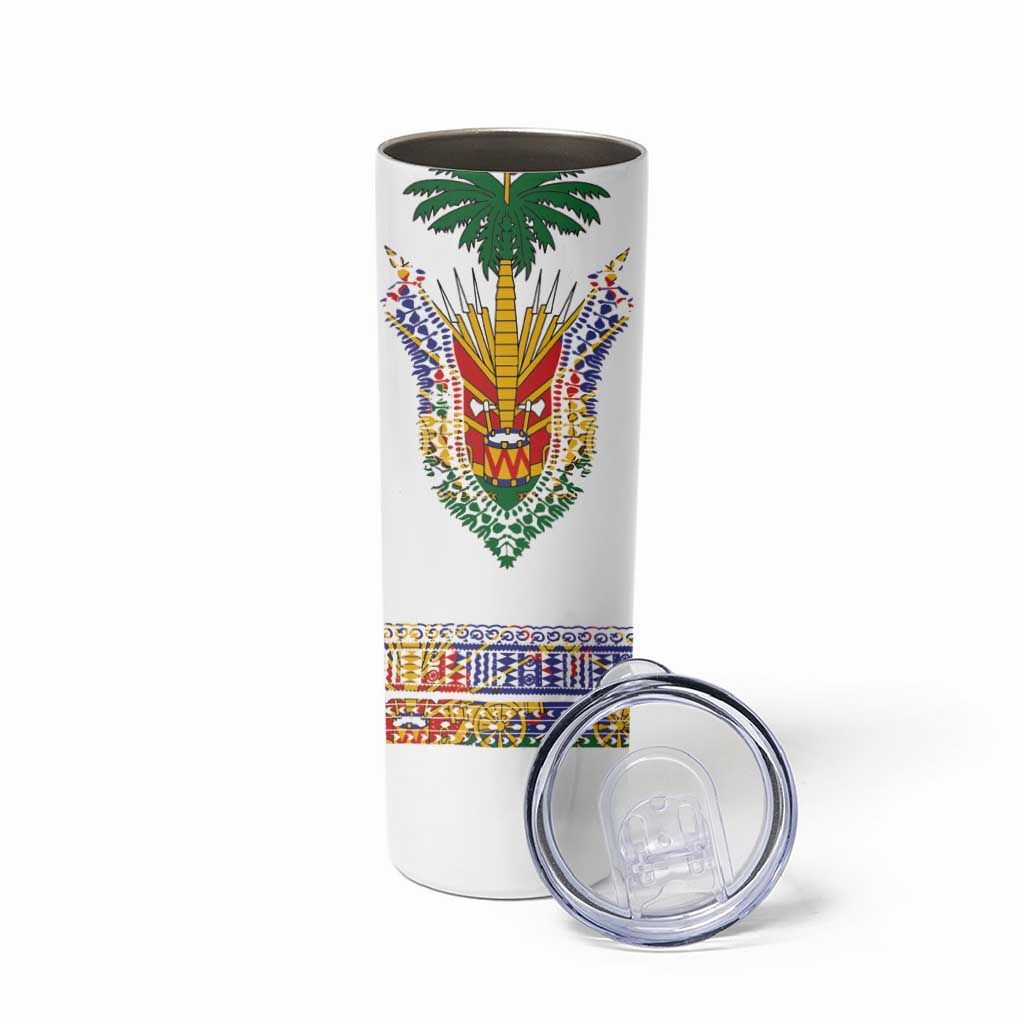 Haiti Flag Traditional Dashiki Skinny Tumbler White Color - Polynesian Pride