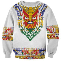 Haiti Flag Traditional Dashiki Sweatshirt White Color - Polynesian Pride