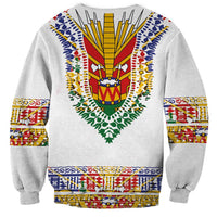Haiti Flag Traditional Dashiki Sweatshirt White Color - Polynesian Pride