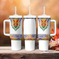 Haiti Flag Traditional Dashiki Tumbler With Handle White Color - Polynesian Pride
