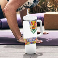 Haiti Flag Traditional Dashiki Tumbler With Handle White Color - Polynesian Pride