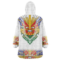 Haiti Flag Traditional Dashiki Wearable Blanket Hoodie White Color LT03 - Polynesian Pride
