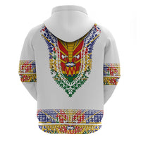 Haiti Flag Traditional Dashiki Zip Hoodie White Color - Polynesian Pride