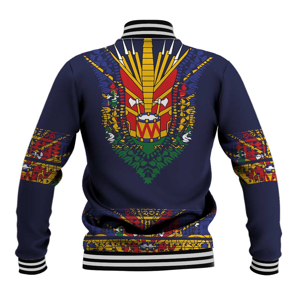 Haiti Flag Traditional Dashiki Baseball Jacket Black Color LT03 - Polynesian Pride