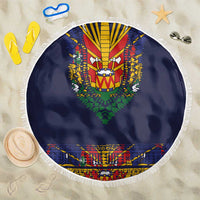 Haiti Flag Traditional Dashiki Beach Blanket Black Color LT03 One Size 150cm Black - Polynesian Pride