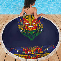 Haiti Flag Traditional Dashiki Beach Blanket Black Color LT03 - Polynesian Pride