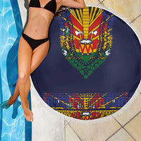 Haiti Flag Traditional Dashiki Beach Blanket Black Color LT03 - Polynesian Pride