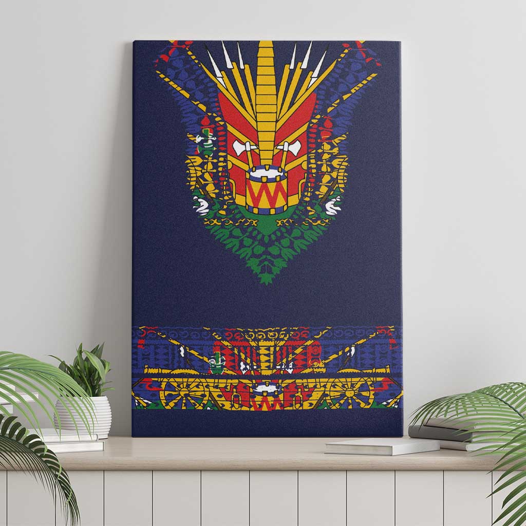 Haiti Flag Traditional Dashiki Canvas Wall Art Black Color LT03 - Polynesian Pride