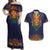 Haiti Flag Traditional Dashiki Couples Matching Off Shoulder Maxi Dress and Hawaiian Shirt Black Color - Polynesian Pride