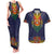 Haiti Flag Traditional Dashiki Couples Matching Tank Maxi Dress and Hawaiian Shirt Black Color - Polynesian Pride