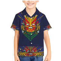 Haiti Flag Traditional Dashiki Family Matching Mermaid Dress and Hawaiian Shirt Black Color - Polynesian Pride