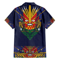 Haiti Flag Traditional Dashiki Family Matching Short Sleeve Bodycon Dress and Hawaiian Shirt Black Color - Polynesian Pride