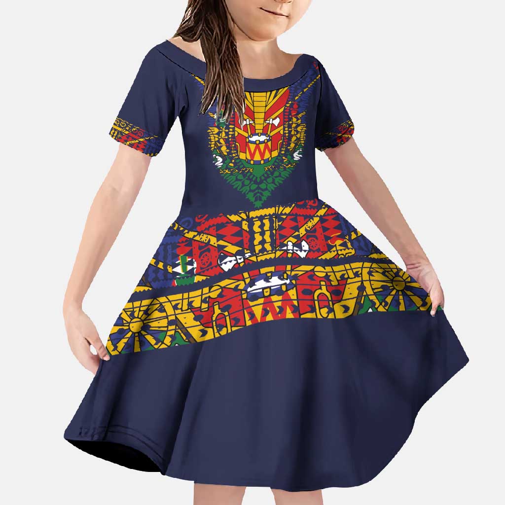 Haiti Flag Traditional Dashiki Family Matching Summer Maxi Dress and Hawaiian Shirt Black Color - Polynesian Pride