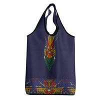 Haiti Flag Traditional Dashiki Grocery Bag Black Color LT03 - Polynesian Pride