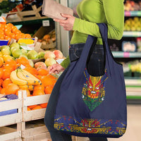 Haiti Flag Traditional Dashiki Grocery Bag Black Color LT03 - Polynesian Pride