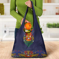 Haiti Flag Traditional Dashiki Grocery Bag Black Color LT03 - Polynesian Pride