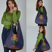 Haiti Flag Traditional Dashiki Grocery Bag Black Color LT03 - Polynesian Pride