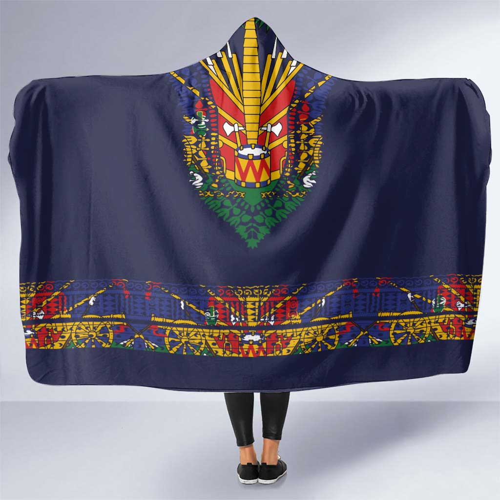 Haiti Flag Traditional Dashiki Hooded Blanket Black Color LT03 One Size Black - Polynesian Pride