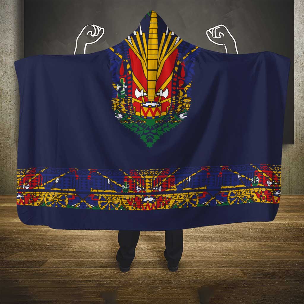 Haiti Flag Traditional Dashiki Hooded Blanket Black Color LT03 - Polynesian Pride