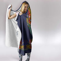 Haiti Flag Traditional Dashiki Hooded Blanket Black Color LT03 - Polynesian Pride