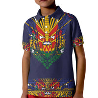 Haiti Flag Traditional Dashiki Kid Polo Shirt Black Color - Polynesian Pride