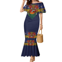 Haiti Flag Traditional Dashiki Mermaid Dress Black Color - Polynesian Pride