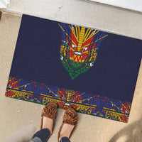 Haiti Flag Traditional Dashiki Rubber Doormat Black Color LT03 - Polynesian Pride