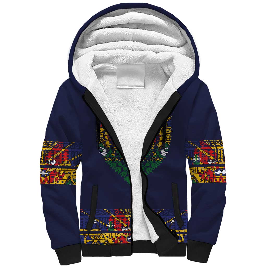 Haiti Flag Traditional Dashiki Sherpa Hoodie Black Color LT03 Unisex Black - Polynesian Pride