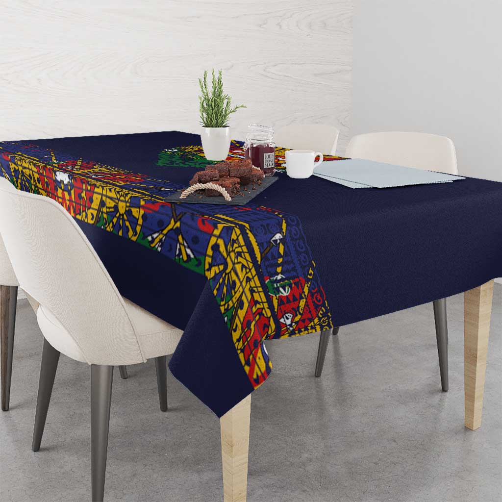 Haiti Flag Traditional Dashiki Tablecloth Black Color LT03 - Polynesian Pride