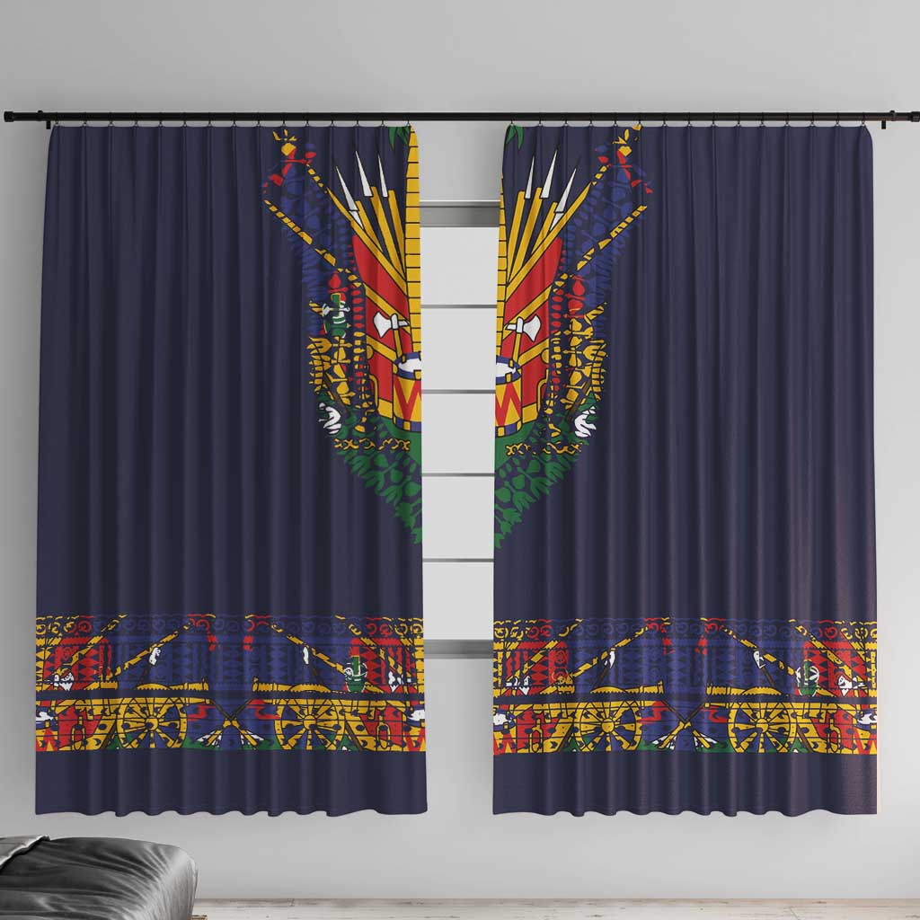 Haiti Flag Traditional Dashiki Window Curtain Black Color - Polynesian Pride