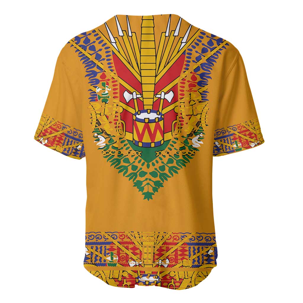 Haiti Flag Traditional Dashiki Baseball Jersey Yellow Color - Polynesian Pride