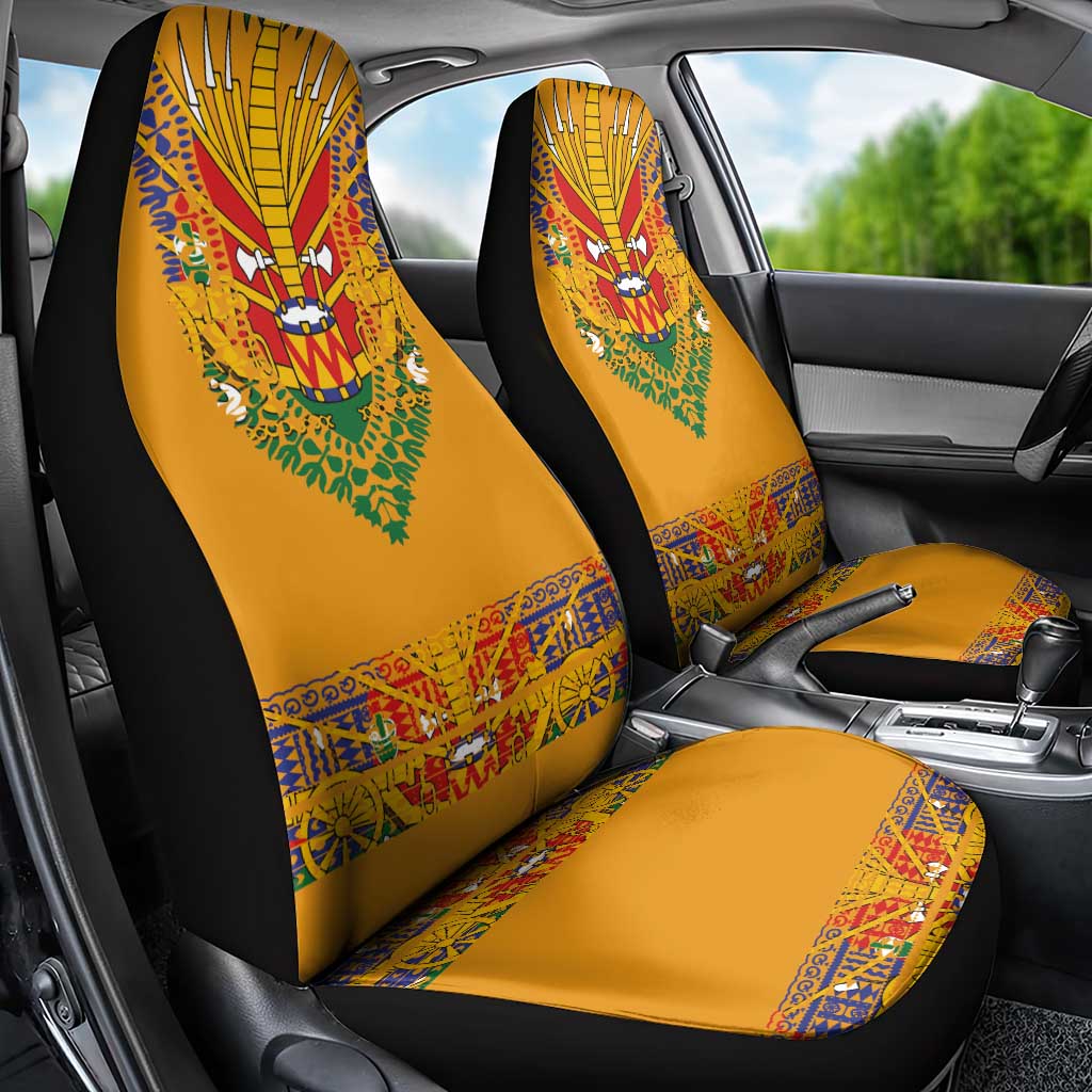 Haiti Flag Traditional Dashiki Car Seat Cover Yellow Color - Polynesian Pride