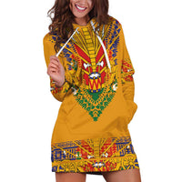Haiti Flag Traditional Dashiki Hoodie Dress Yellow Color - Polynesian Pride