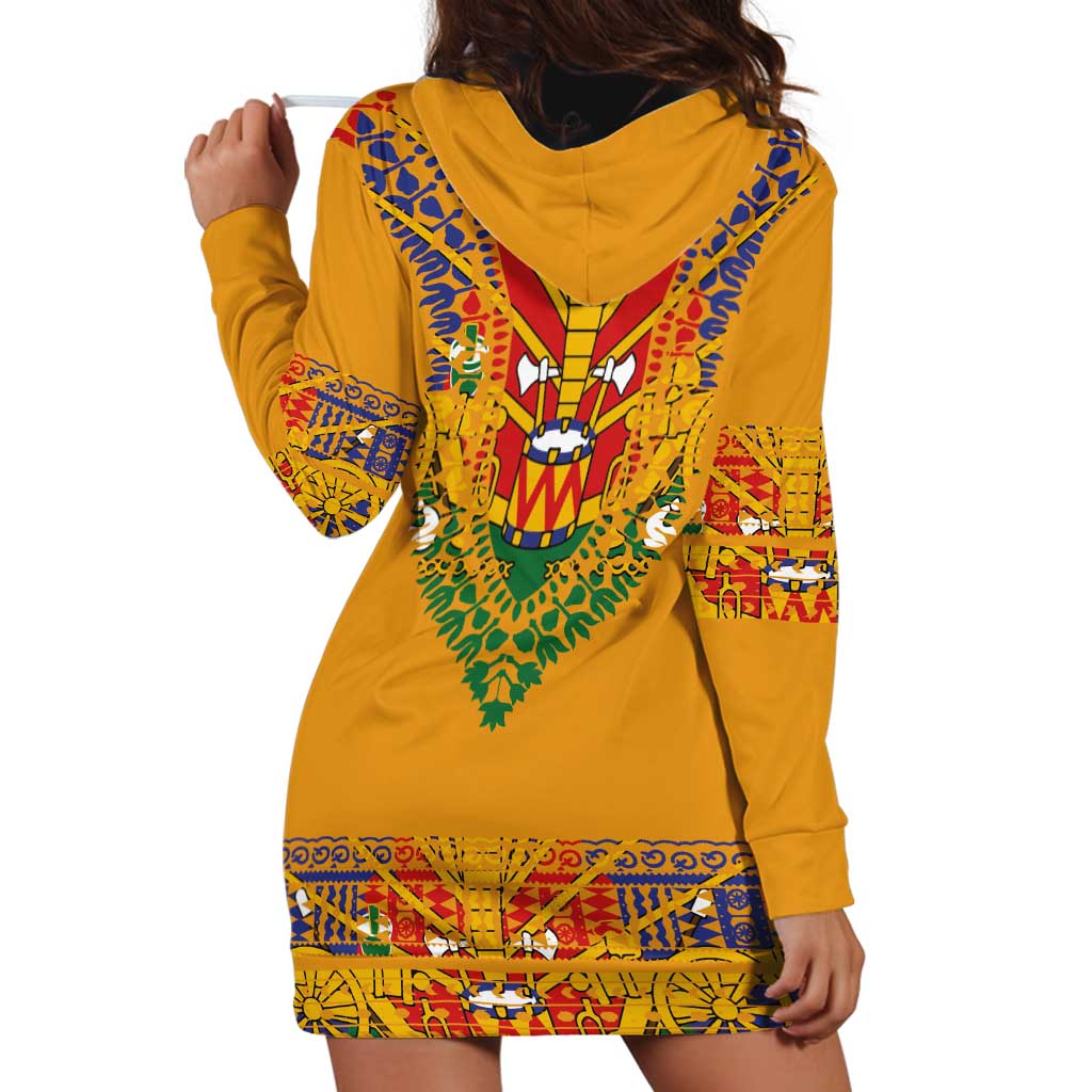 Haiti Flag Traditional Dashiki Hoodie Dress Yellow Color - Polynesian Pride